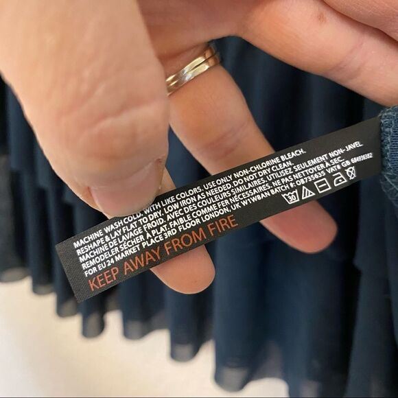 Urban Outfitters navy Mesh sheer coastal whimsy goth ruffle crop Top y2k S - Picture 9 of 10